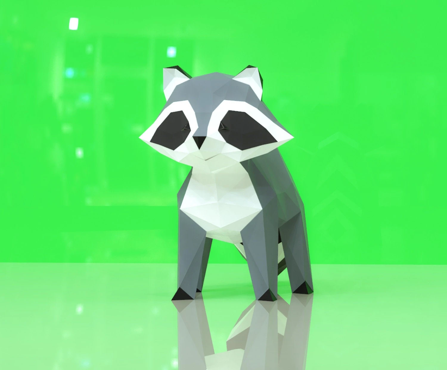 Raccoon Papercraft, Lowpoly, Lowpoly Papercraft