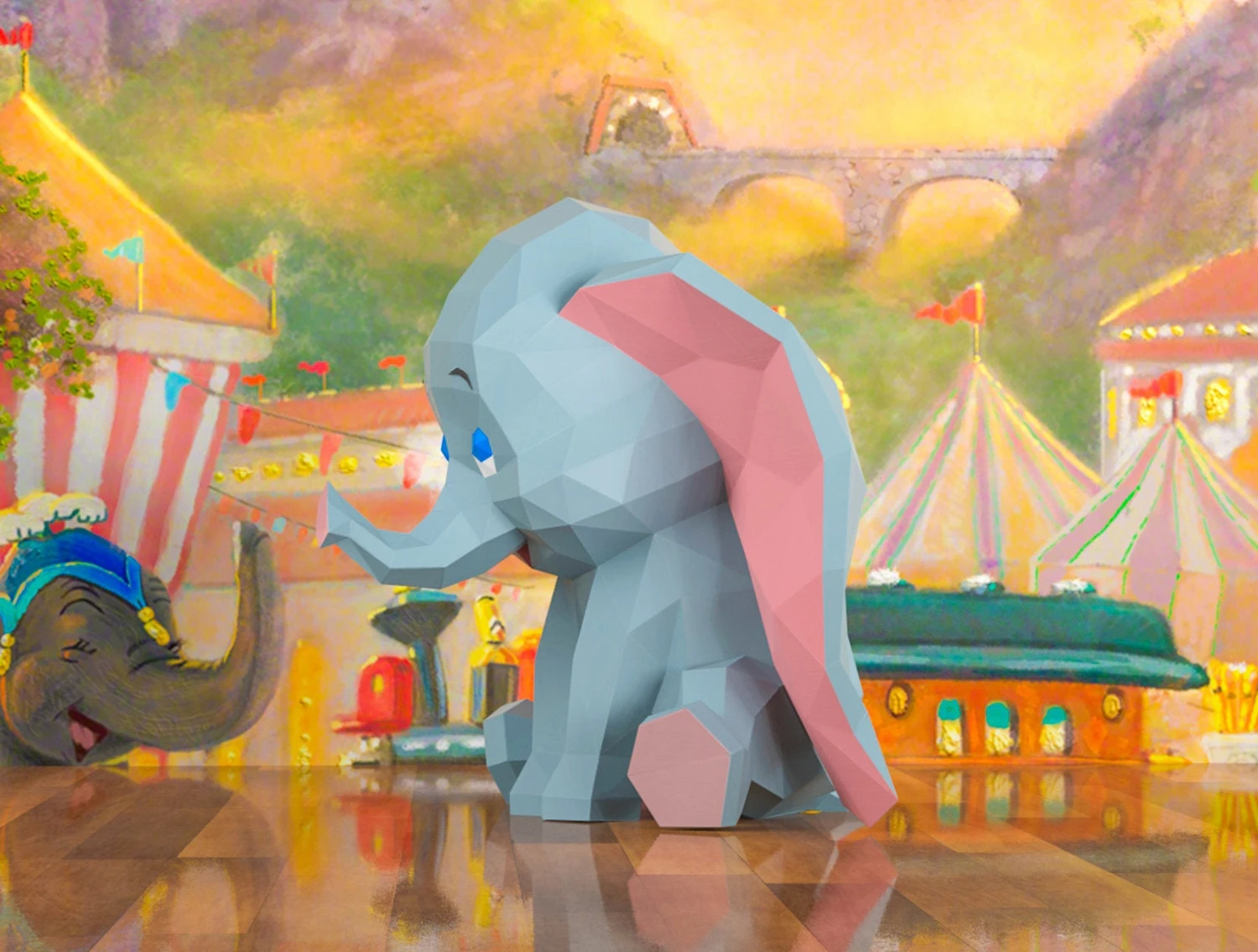 Dumbo Elephant Papercraft, Lowpoly, Lowpoly Papercraft