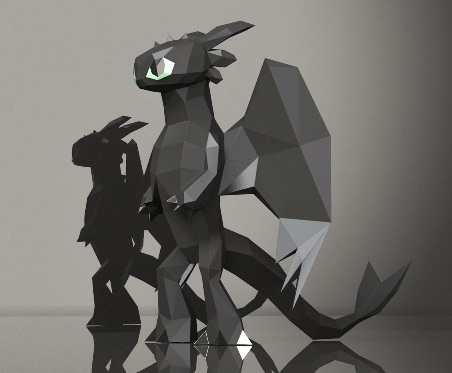 Toothless Papercraft, Lowpoly, Lowpoly Papercraft