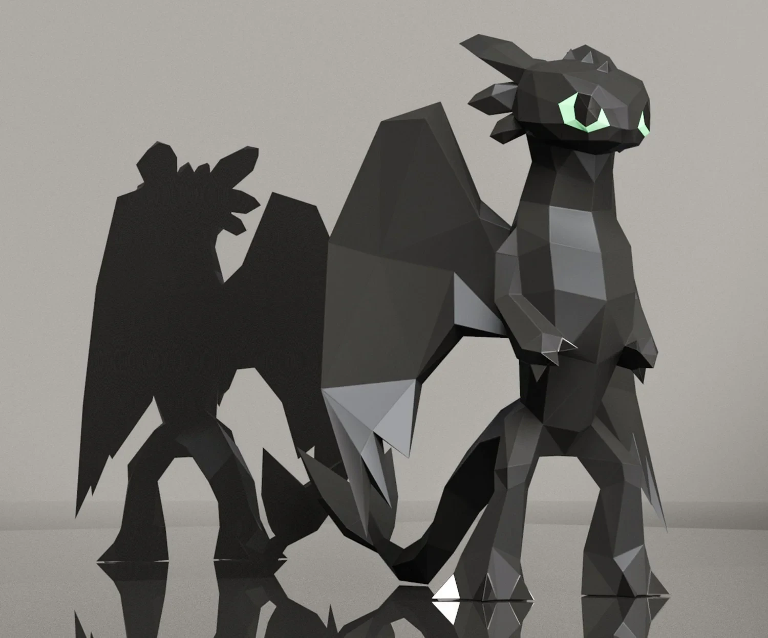 Toothless Papercraft, Lowpoly, Lowpoly Papercraft