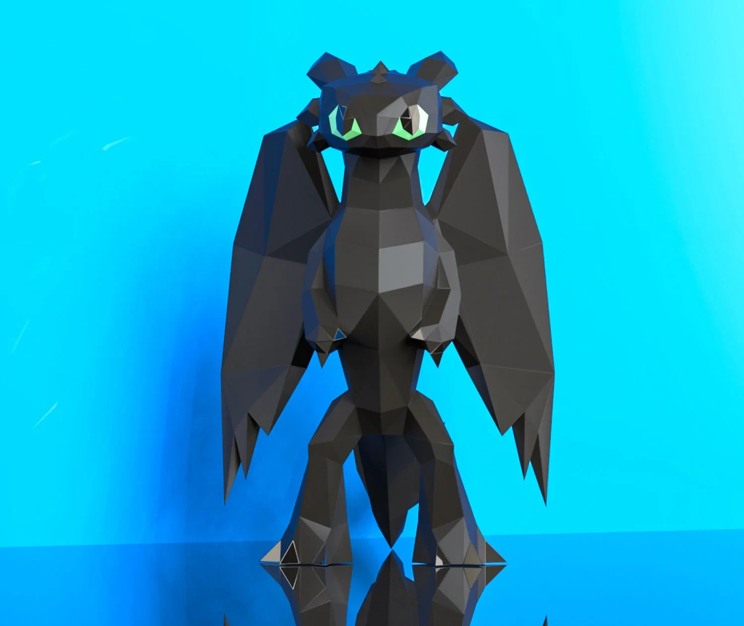 Toothless Papercraft, Lowpoly, Lowpoly Papercraft