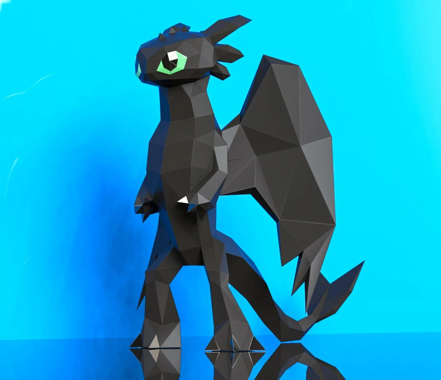 Toothless Papercraft, Lowpoly, Lowpoly Papercraft