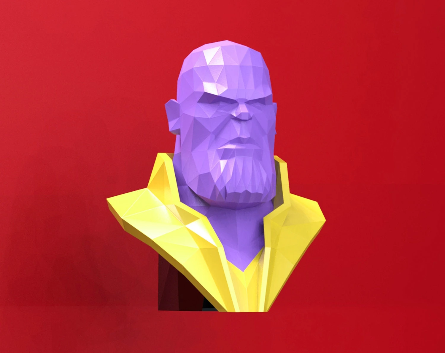 Thanos Bust Papercraft, Lowpoly, Lowpoly Papercraft