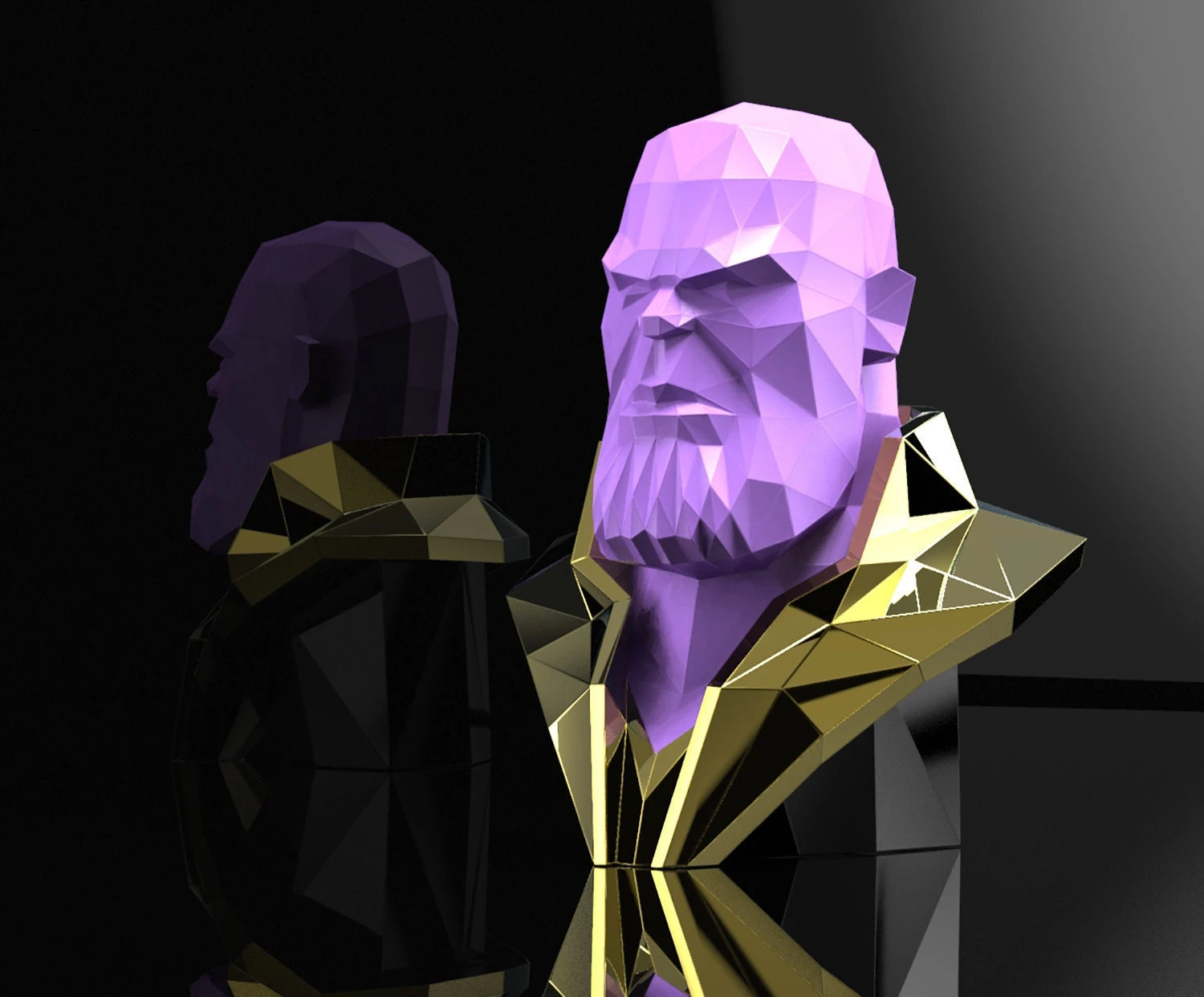 Thanos Bust Papercraft, Lowpoly, Lowpoly Papercraft