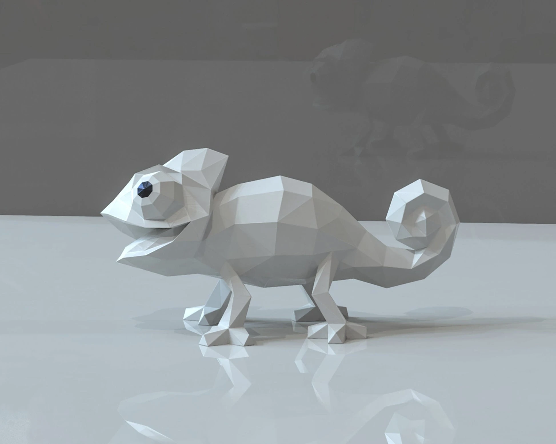 Pascal Chameleon Papercraft, Lowpoly, Lowpoly Papercraft