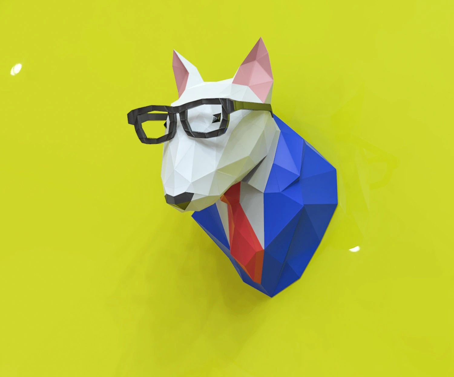 Mr.Bull Terrier Wall Decor Papercraft, Lowpoly, Lowpoly Papercraft