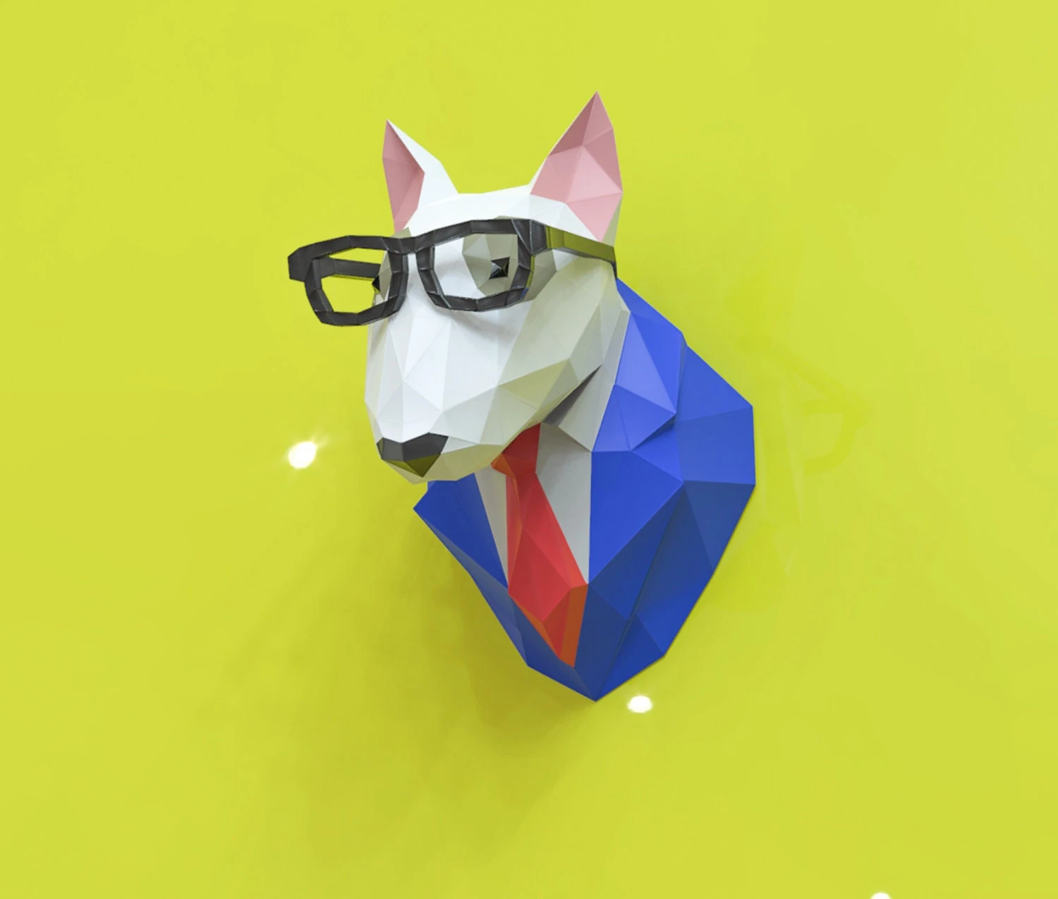 Mr.Bull Terrier Wall Decor Papercraft, Lowpoly, Lowpoly Papercraft