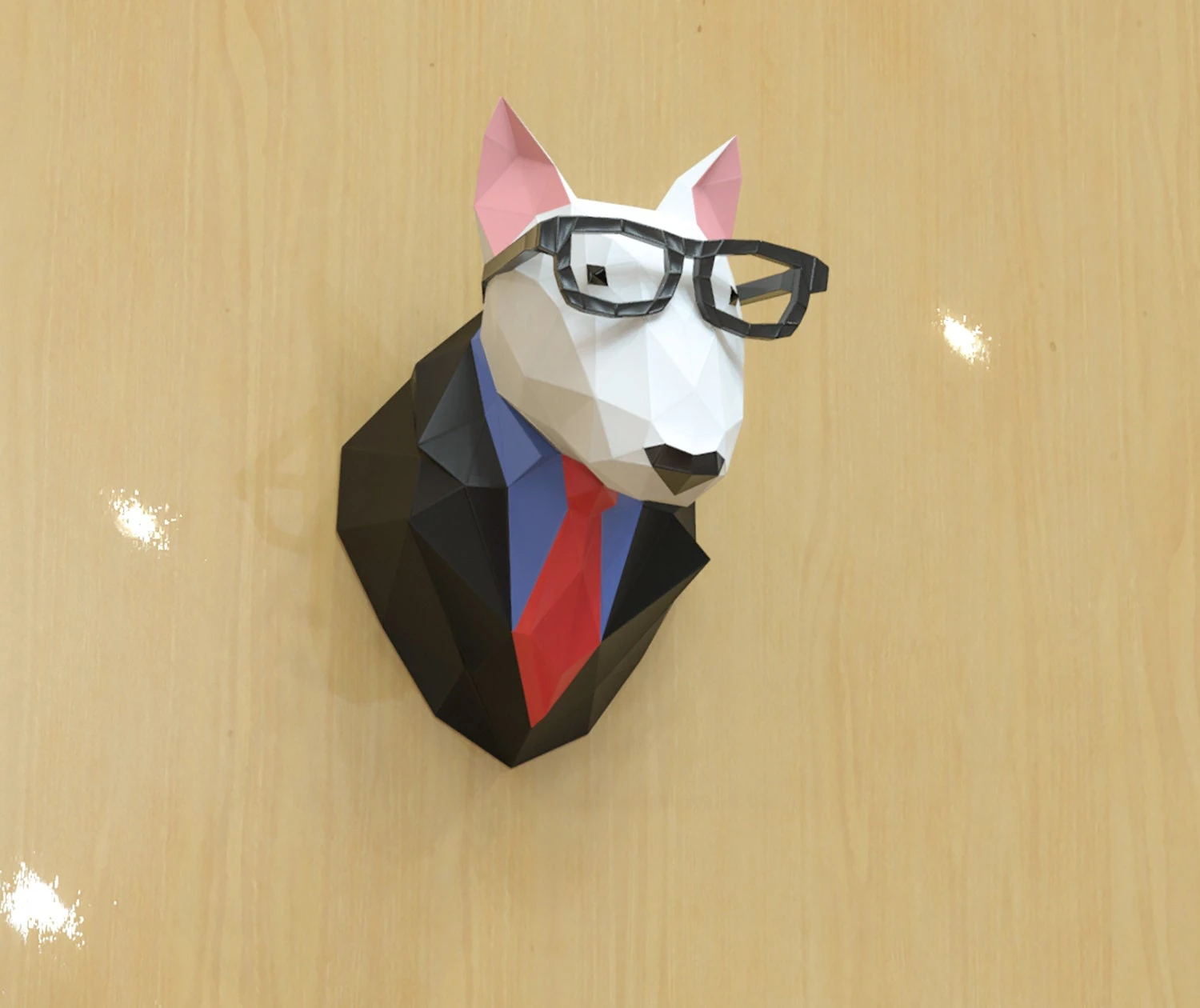 Mr.Bull Terrier Wall Decor Papercraft, Lowpoly, Lowpoly Papercraft