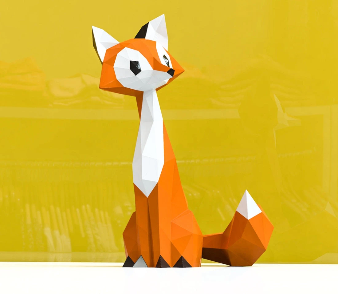 Fox Papercraft, Lowpoly, Lowpoly Papercraft