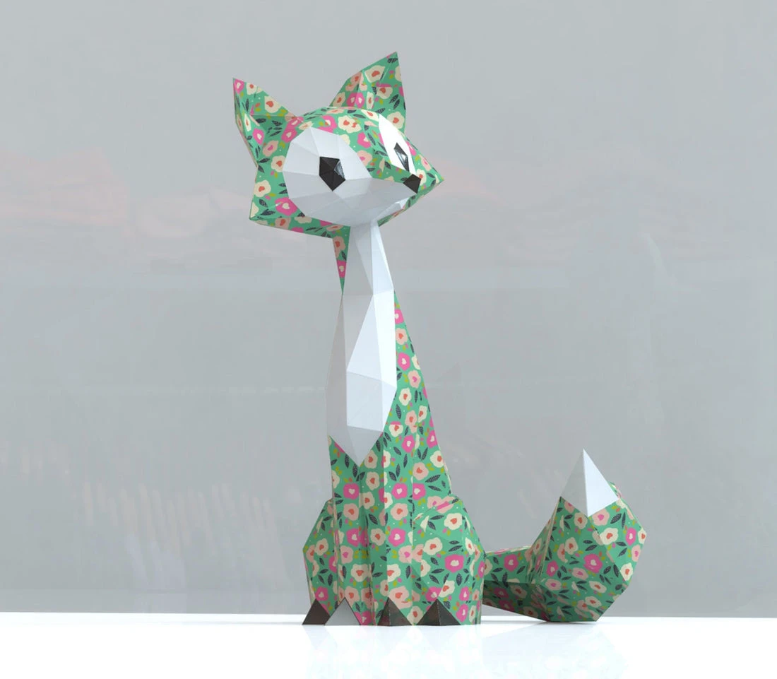 Fox Papercraft, Lowpoly, Lowpoly Papercraft