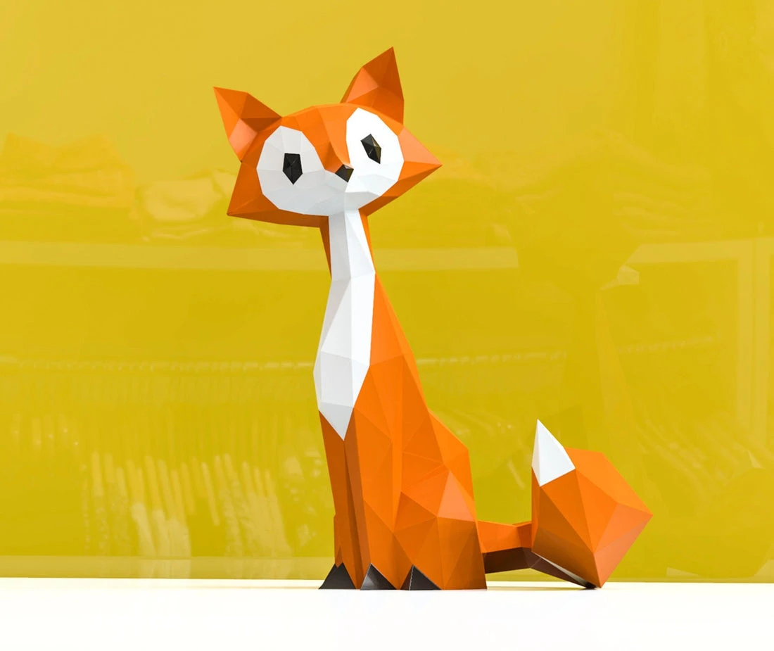 Fox Papercraft, Lowpoly, Lowpoly Papercraft