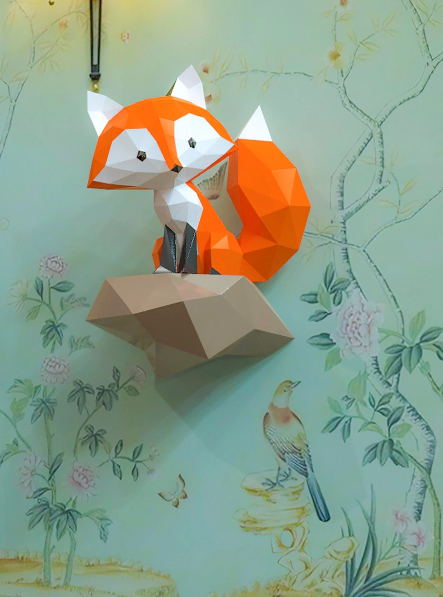 Fox on Rock Papercraft, Lowpoly, Lowpoly Papercraft