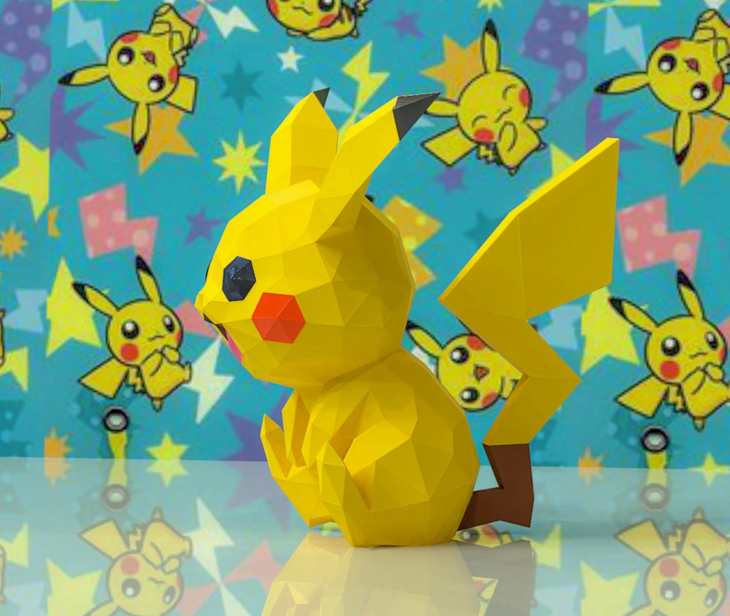 Pikachu Papercraft, Lowpoly, Lowpoly Papercraft