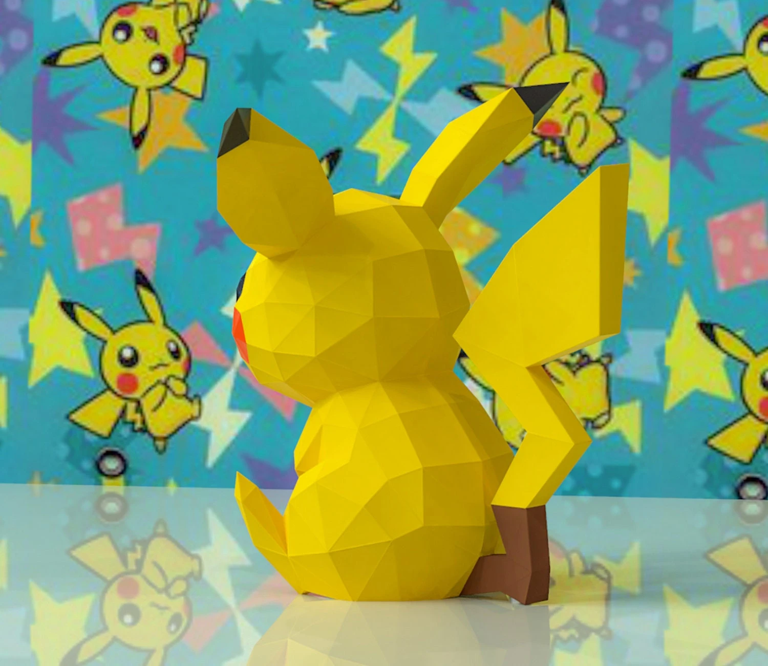 Pikachu Papercraft, Lowpoly, Lowpoly Papercraft