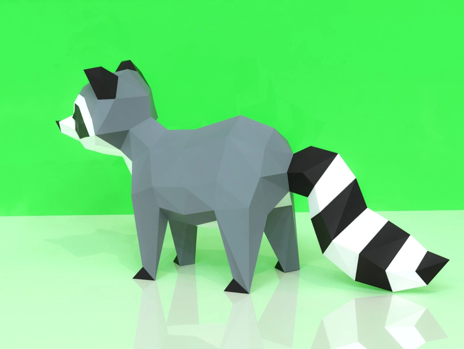 Raccoon Papercraft, Lowpoly, Lowpoly Papercraft