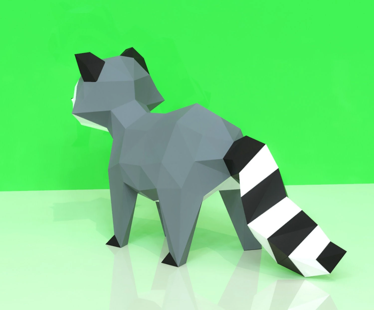 Raccoon Papercraft, Lowpoly, Lowpoly Papercraft