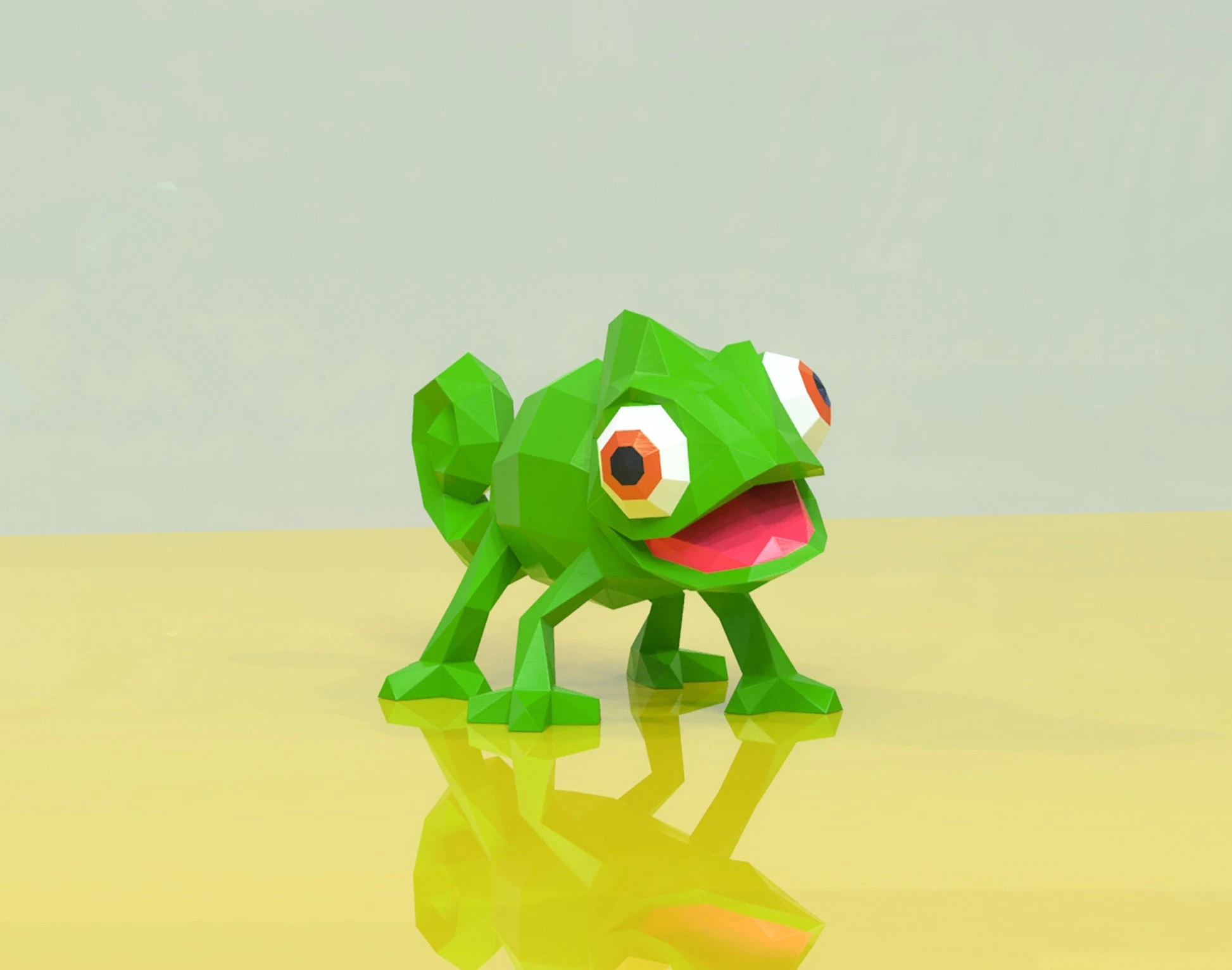 Pascal Chameleon Papercraft, Lowpoly, Lowpoly Papercraft