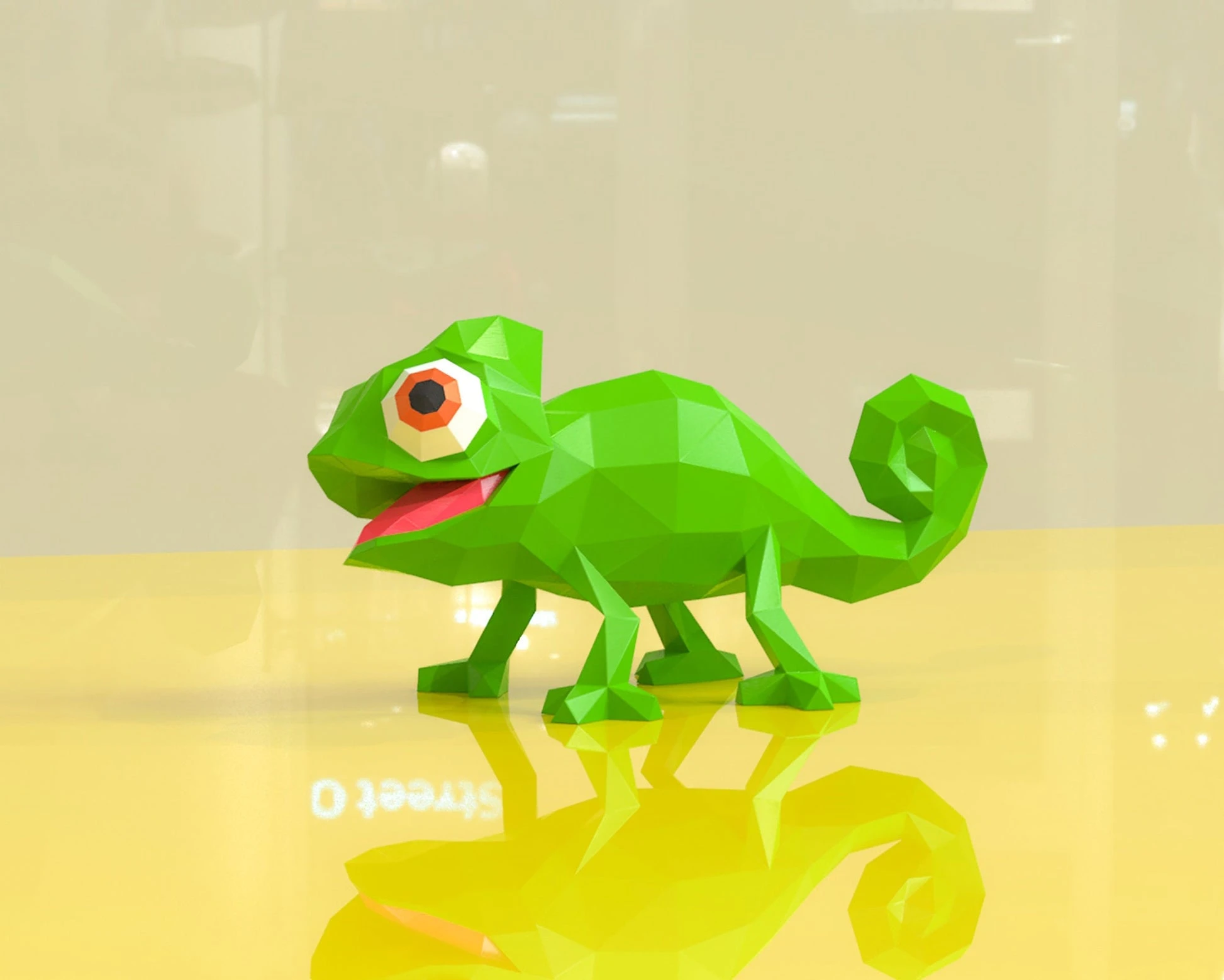 Pascal Chameleon Papercraft, Lowpoly, Lowpoly Papercraft