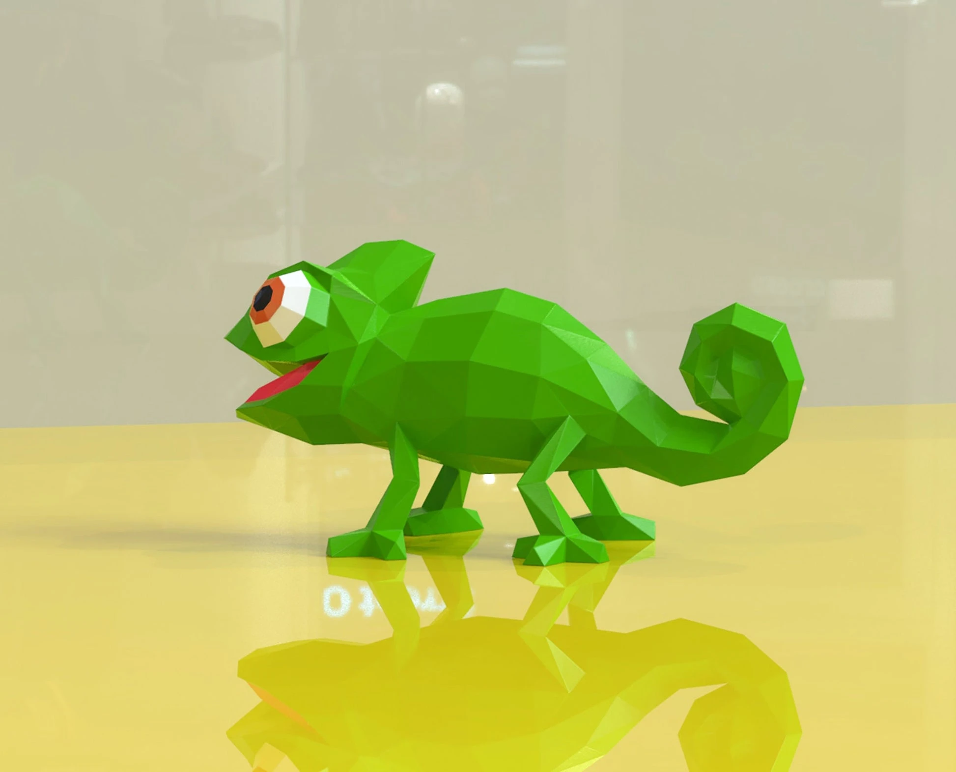 Pascal Chameleon Papercraft, Lowpoly, Lowpoly Papercraft