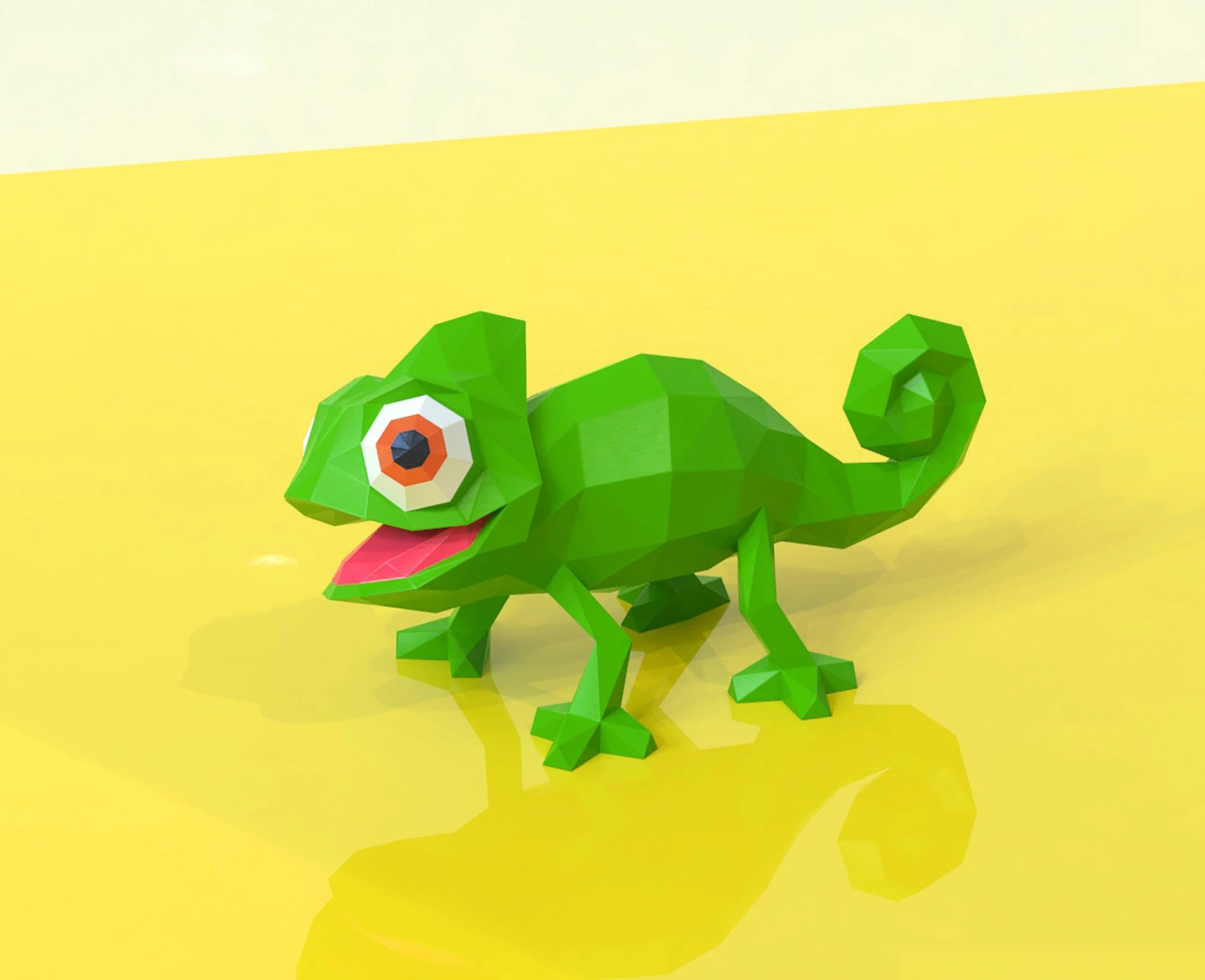 Pascal Chameleon Papercraft, Lowpoly, Lowpoly Papercraft