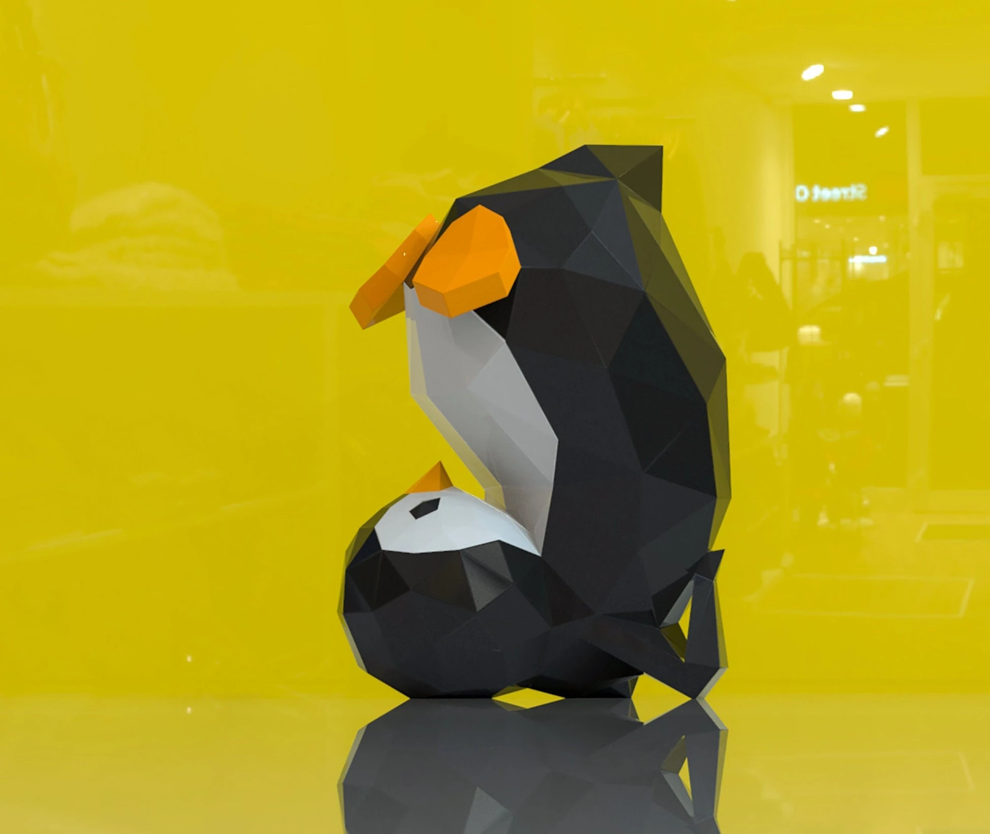 Penguin Yoga Papercraft, Lowpoly, Lowpoly Papercraft