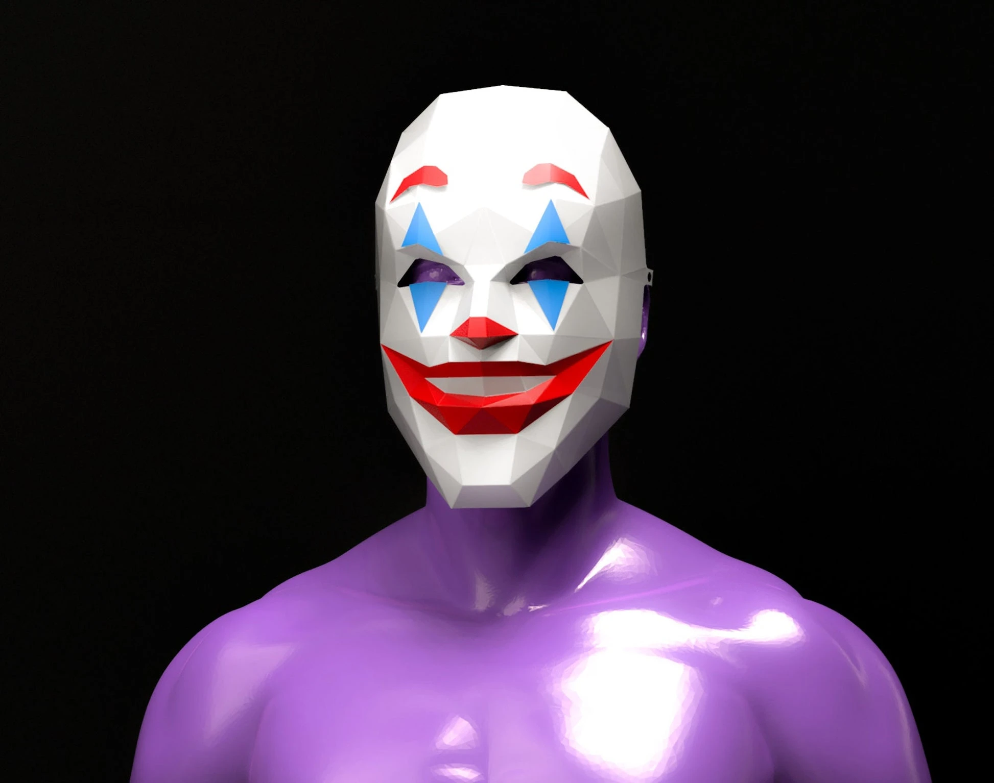 Clown Mask Papercraft, Lowpoly, Lowpoly Papercraft