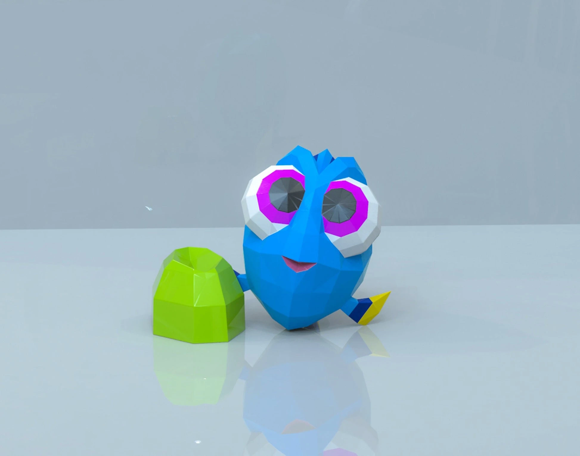 Baby Dory Papercraft, Lowpoly, Lowpoly Papercraft