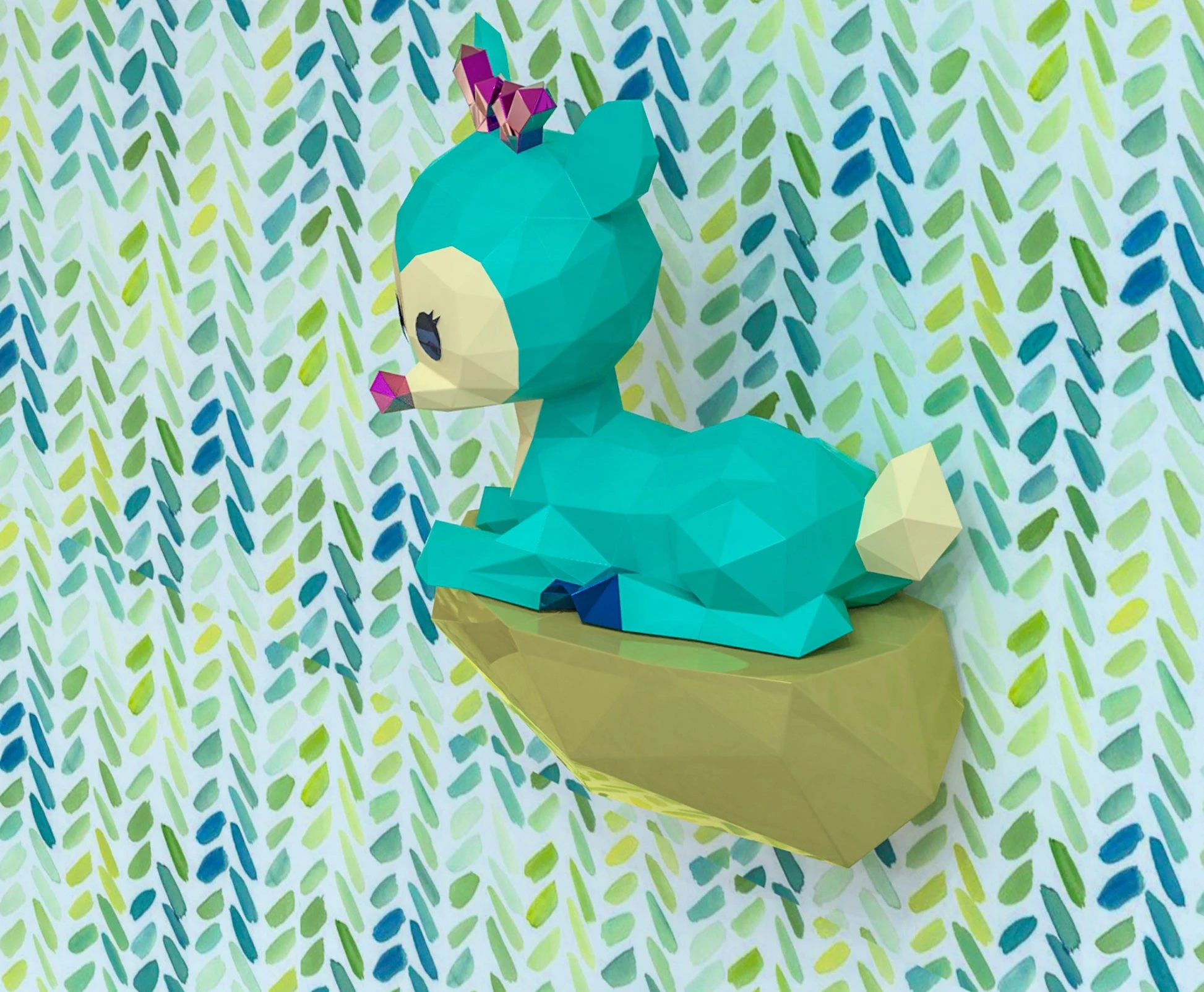 Deer on rock Papercraft, Lowpoly, Lowpoly Papercraft