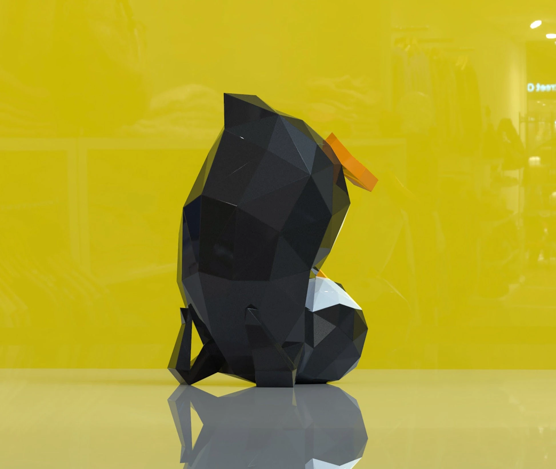 Penguin Yoga Papercraft, Lowpoly, Lowpoly Papercraft