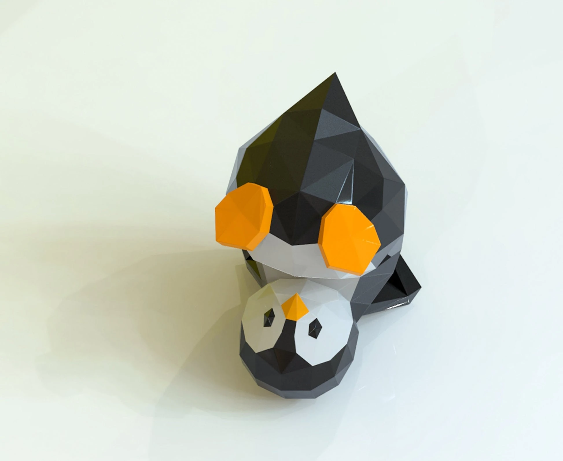 Penguin Yoga Papercraft, Lowpoly, Lowpoly Papercraft