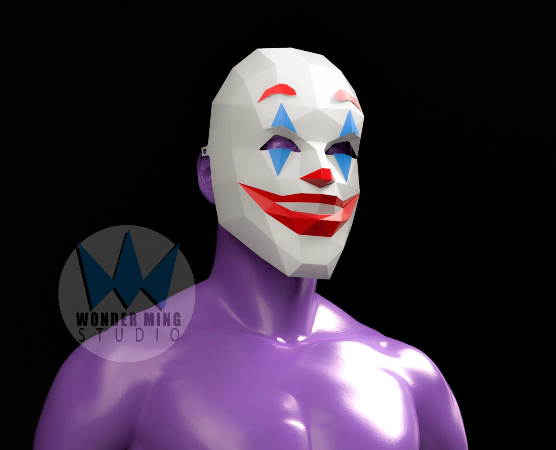 Clown Mask Papercraft, Lowpoly, Lowpoly Papercraft