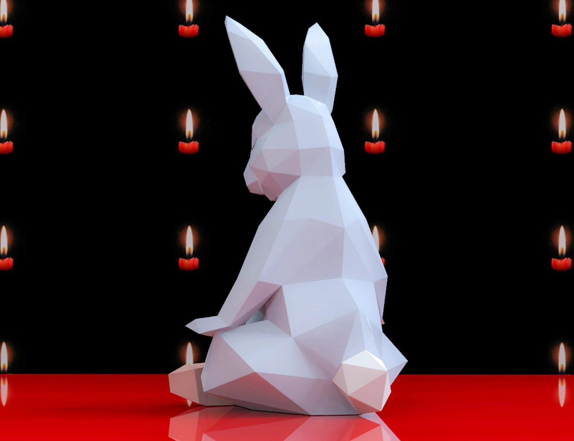 Meditation Rabbit Papercraft, Lowpoly, Lowpoly Papercraft