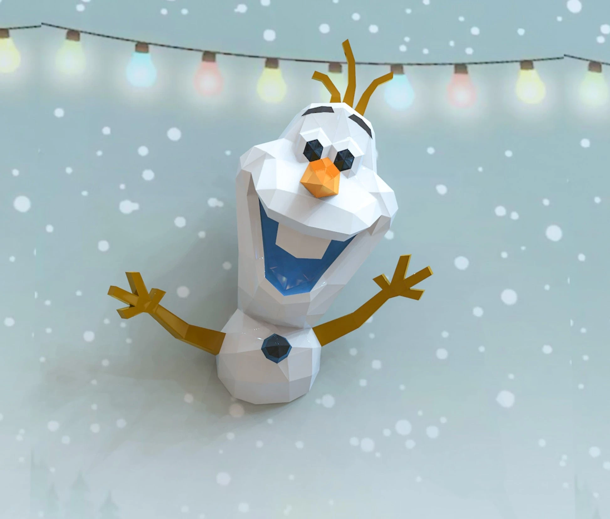 Olaf Wall Decor Papercraft, Lowpoly, Lowpoly Papercraft