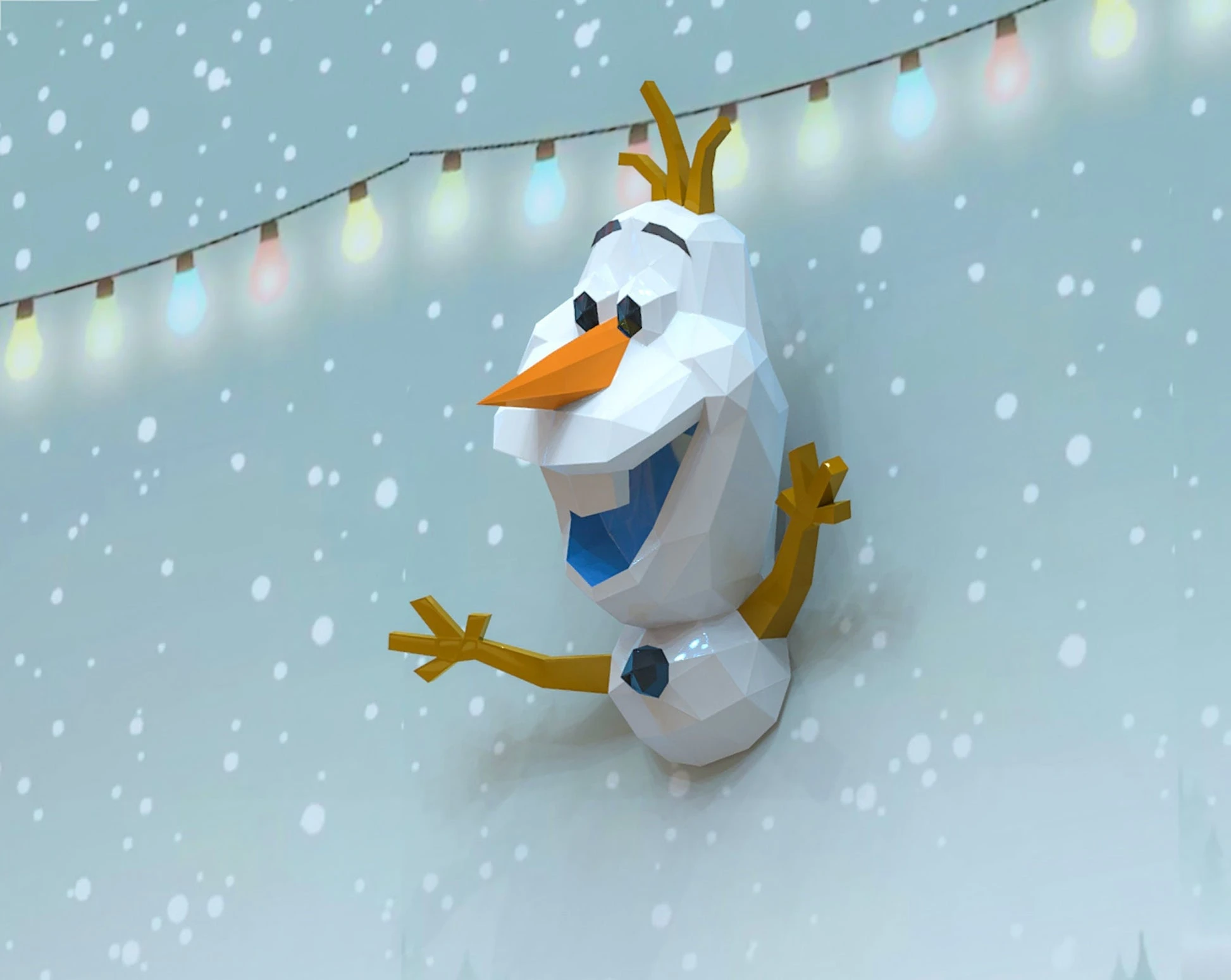 Olaf Wall Decor Papercraft, Lowpoly, Lowpoly Papercraft