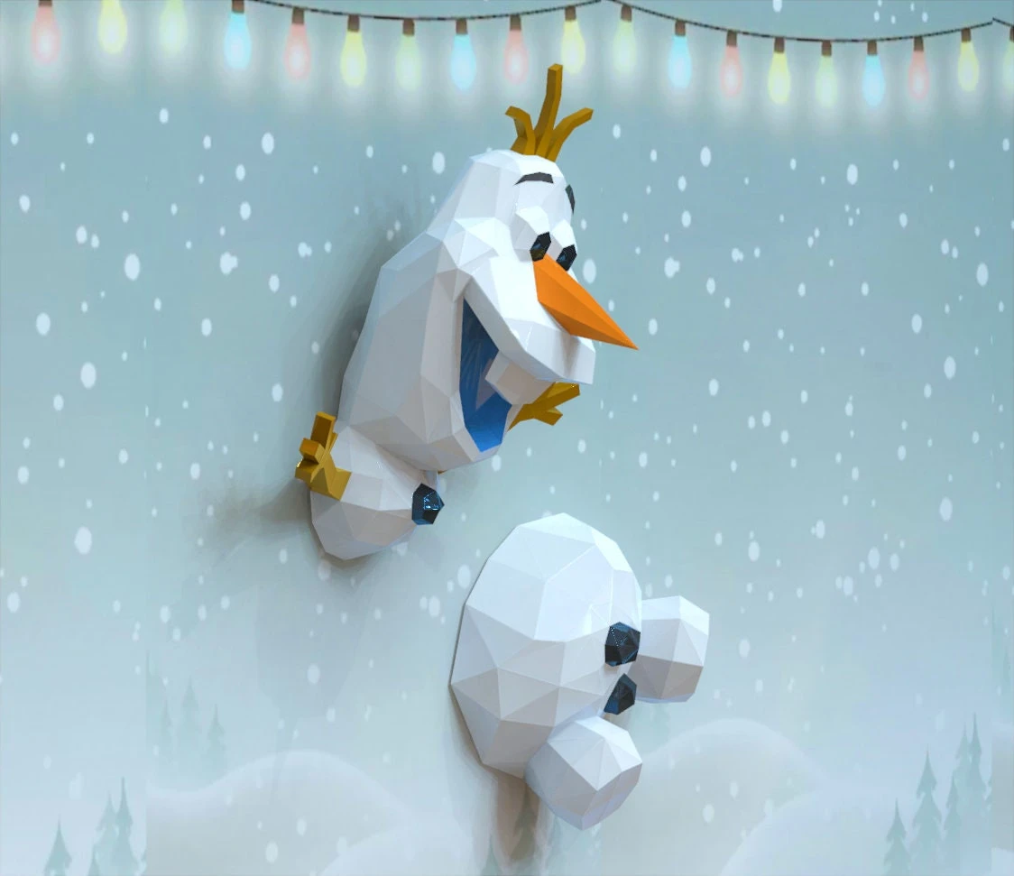 Olaf Wall Decor Papercraft, Lowpoly, Lowpoly Papercraft