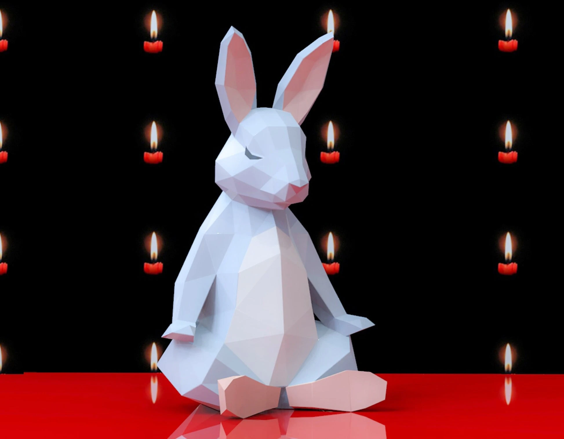 Meditation Rabbit Papercraft, Lowpoly, Lowpoly Papercraft