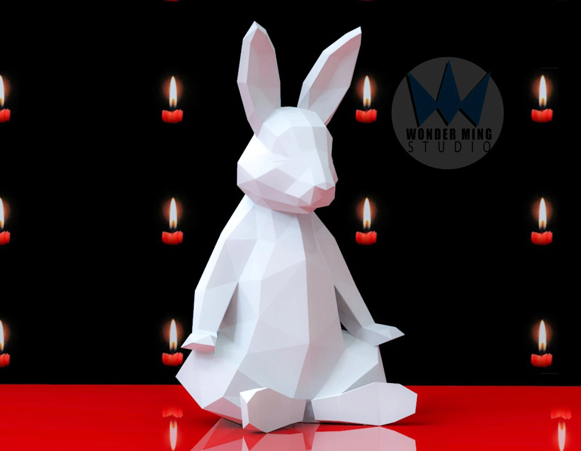 Meditation Rabbit Papercraft, Lowpoly, Lowpoly Papercraft