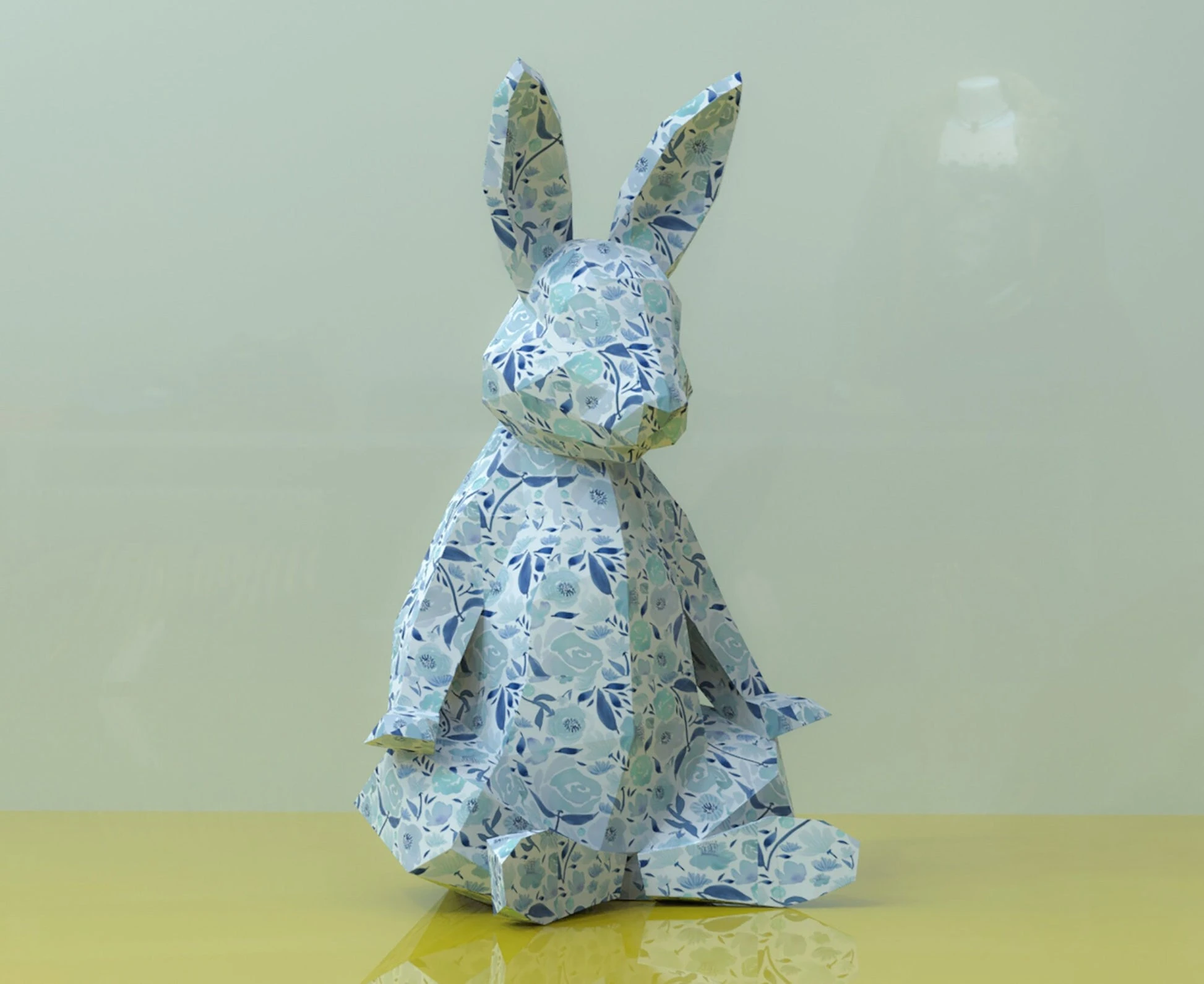 Meditation Rabbit Papercraft, Lowpoly, Lowpoly Papercraft