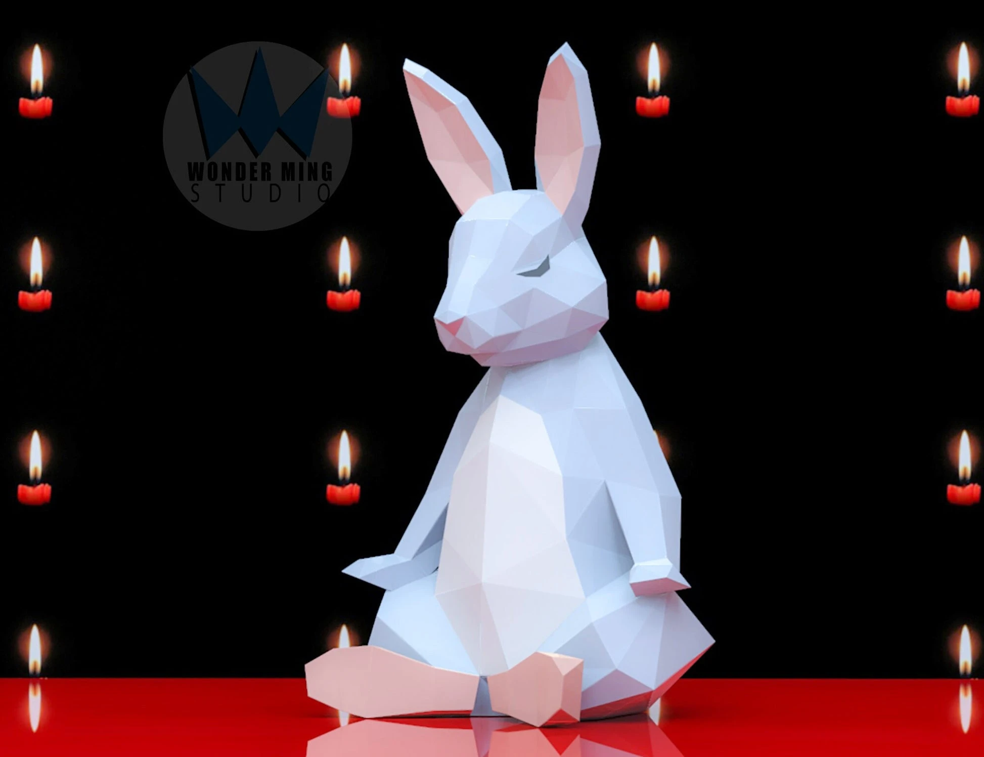 Meditation Rabbit Papercraft, Lowpoly, Lowpoly Papercraft