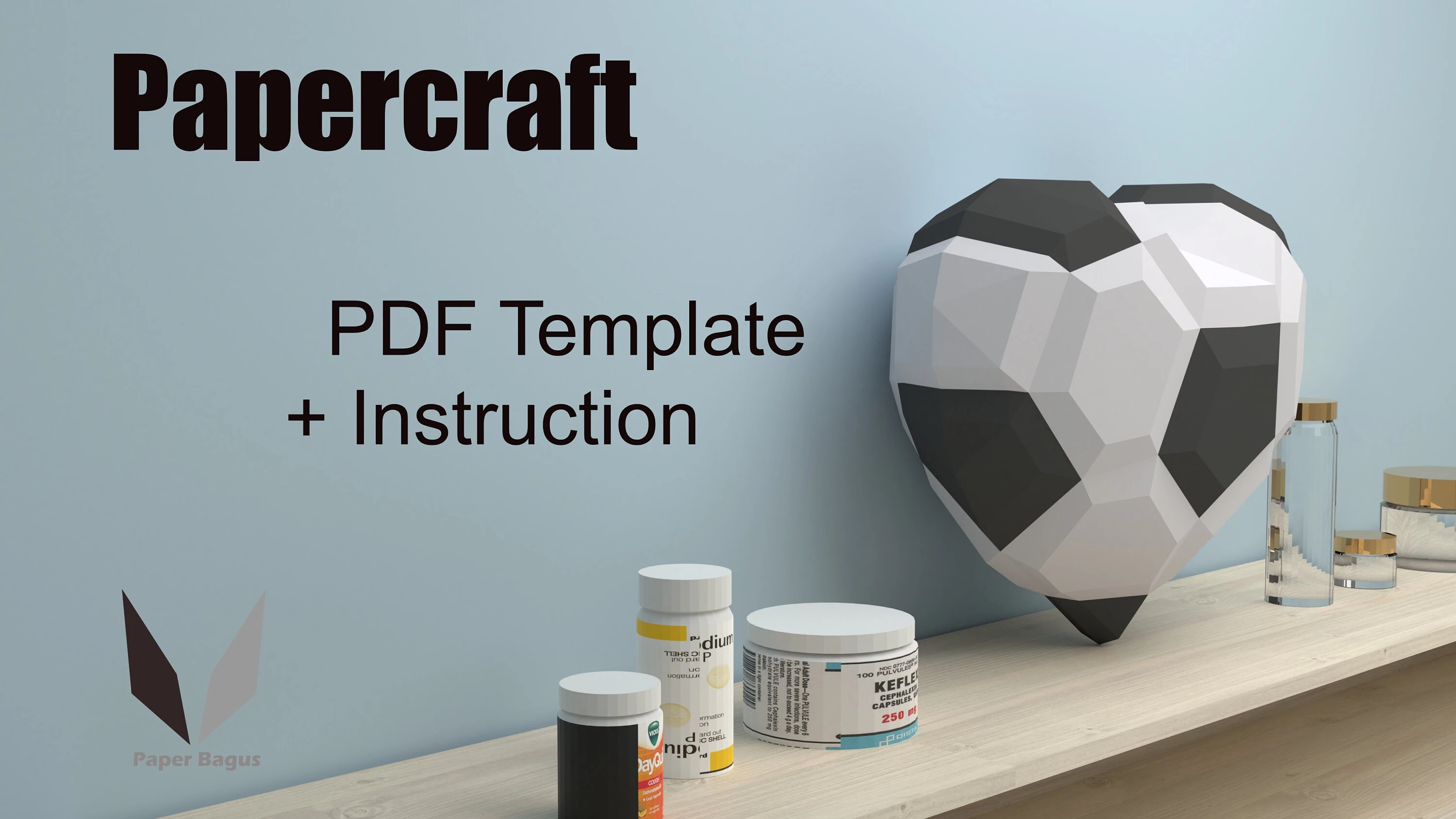 Soccer Ball heart 3D papercraft | DIY paper sculpture | Paper model pattern | Do it yourself | Low poly | heart | origami | Ball | love