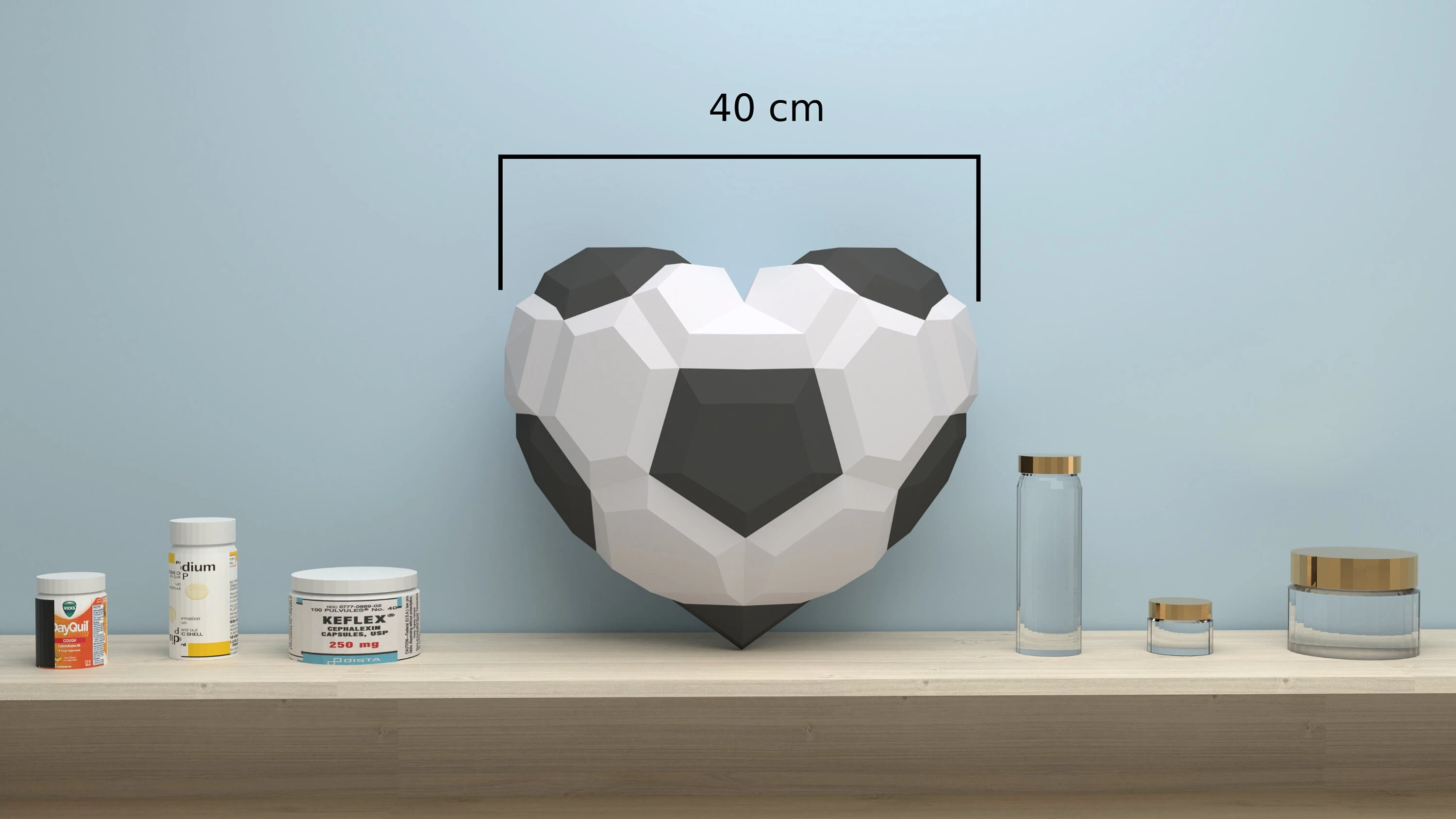 Soccer Ball heart 3D papercraft | DIY paper sculpture | Paper model pattern | Do it yourself | Low poly | heart | origami | Ball | love