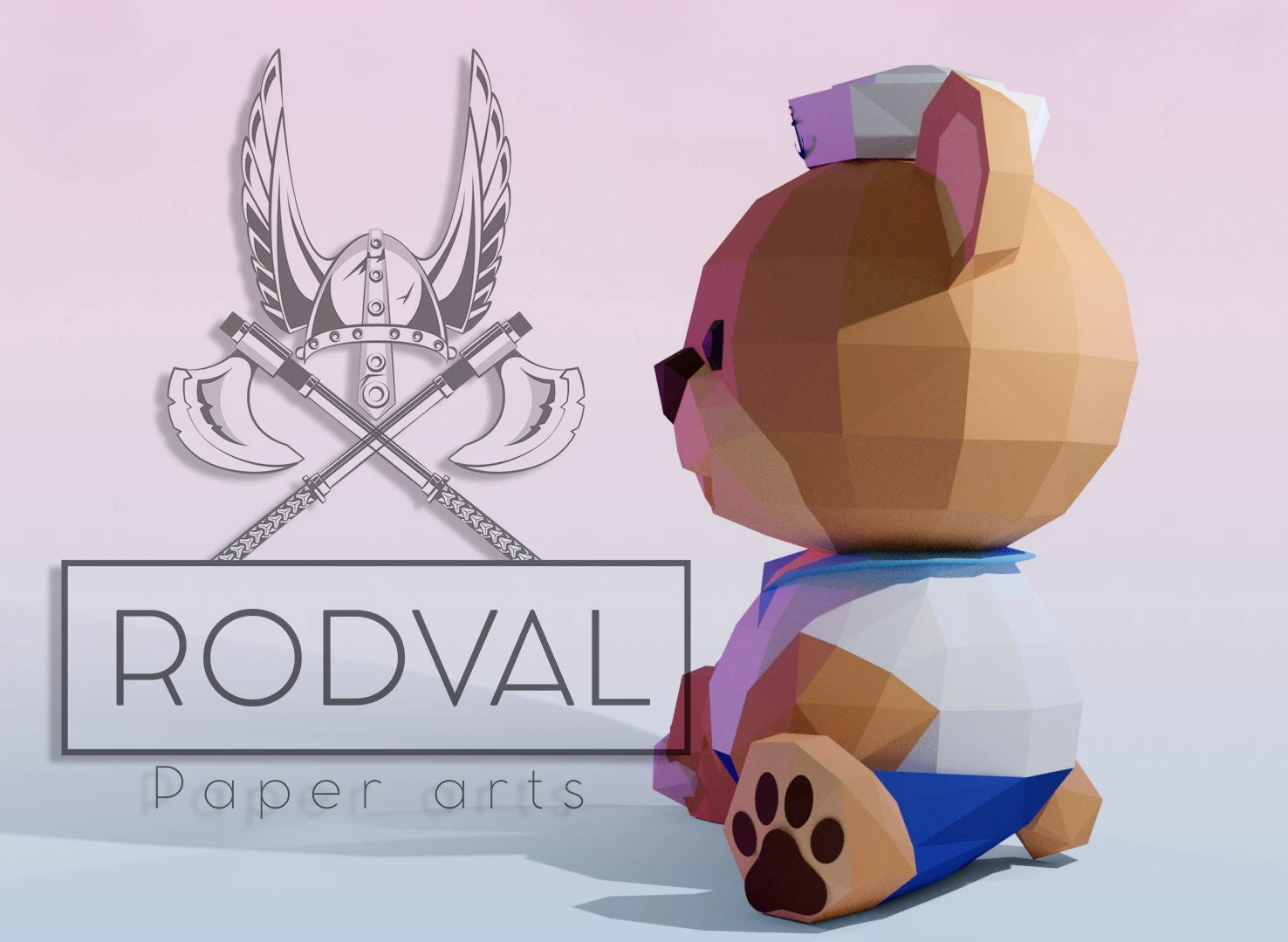 SAILOR TEDDY, bear, Papercraft, Template, DIY, Paper, Low Poly, Festival, 3D Model, Pdf Low Poply, Kids Toy