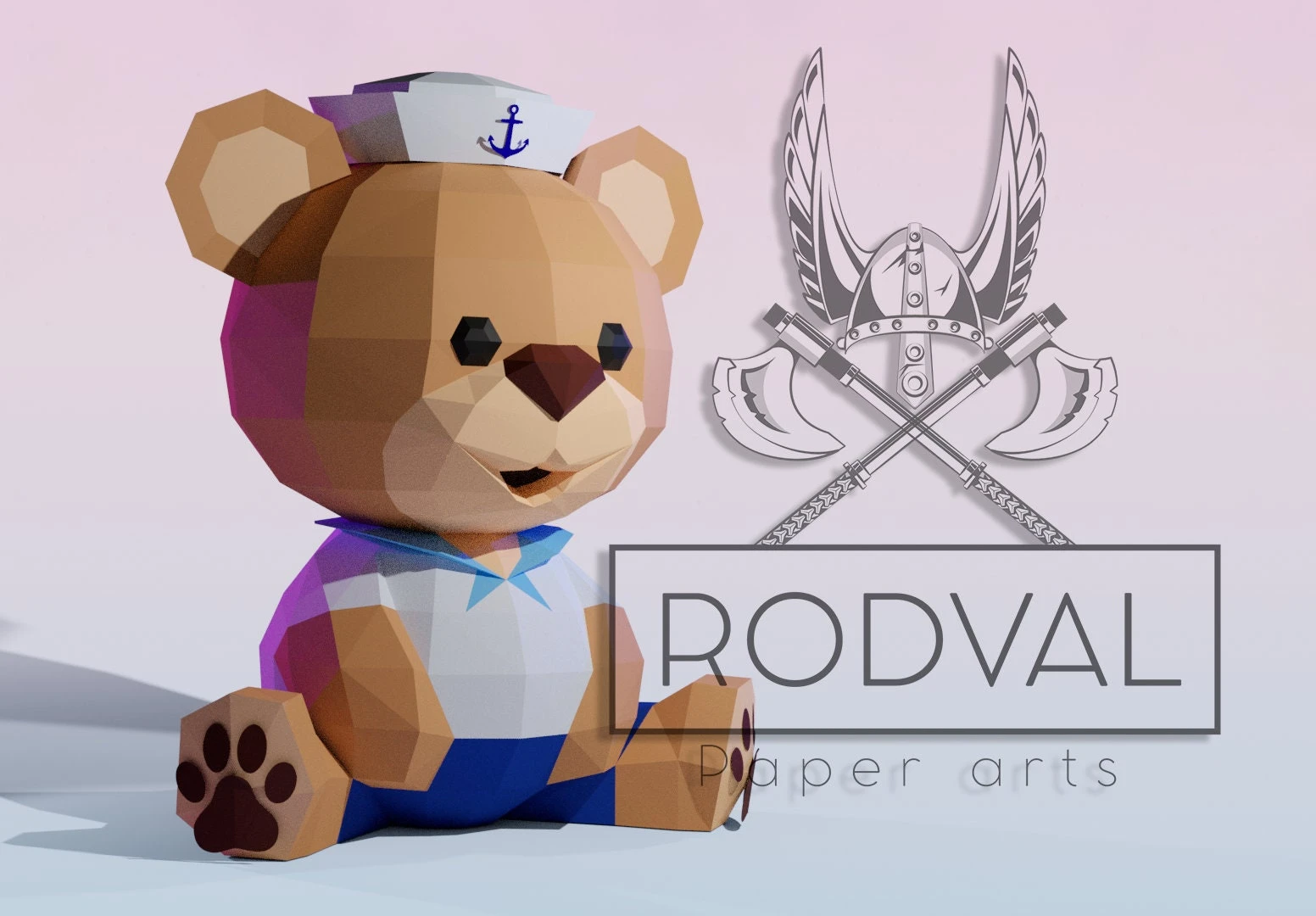 SAILOR TEDDY, bear, Papercraft, Template, DIY, Paper, Low Poly, Festival, 3D Model, Pdf Low Poply, Kids Toy