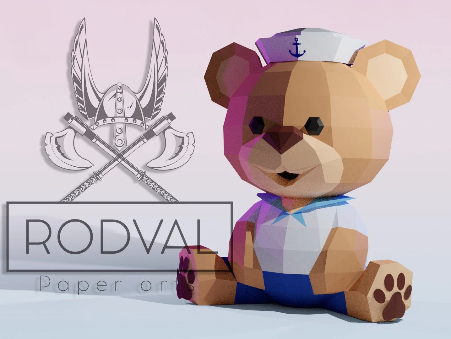 SAILOR TEDDY, bear, Papercraft, Template, DIY, Paper, Low Poly, Festival, 3D Model, Pdf Low Poply, Kids Toy