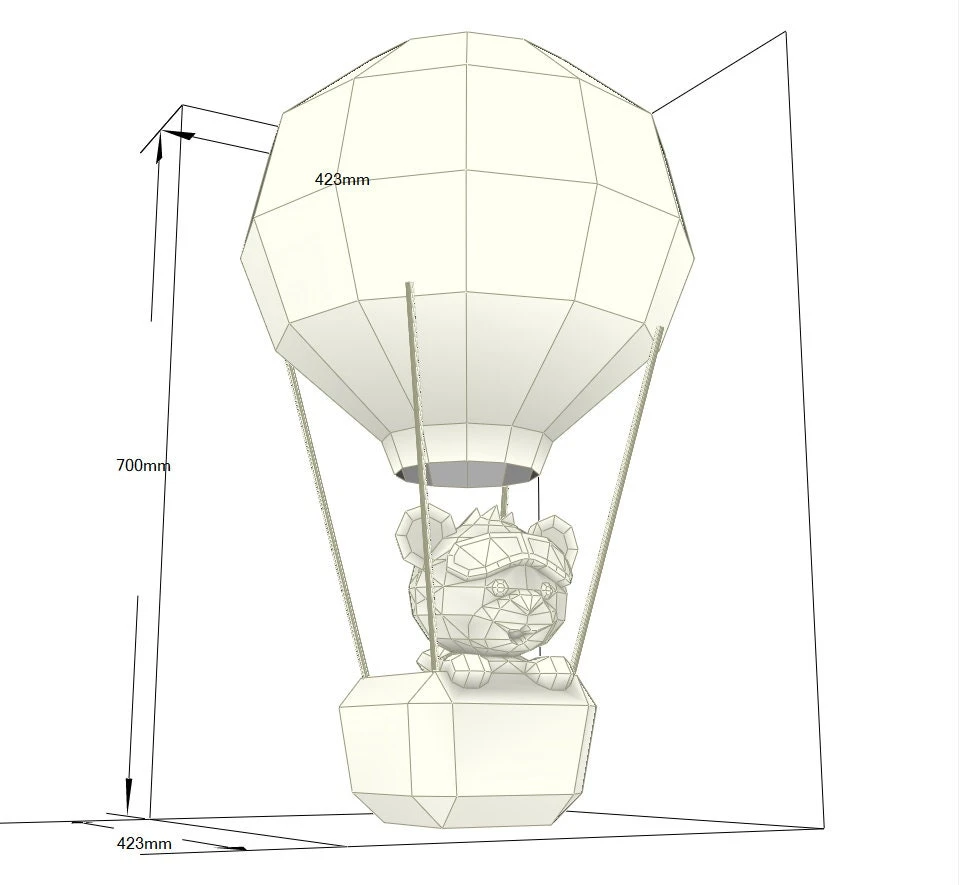 BALLOON PILOT TEDDY, bear, Papercraft, Template, DIY, Paper, Low Poly, Animal, 3D Model, PDF Low Poply, Teddy Bear, Pilot, Balloon, Kids Toy