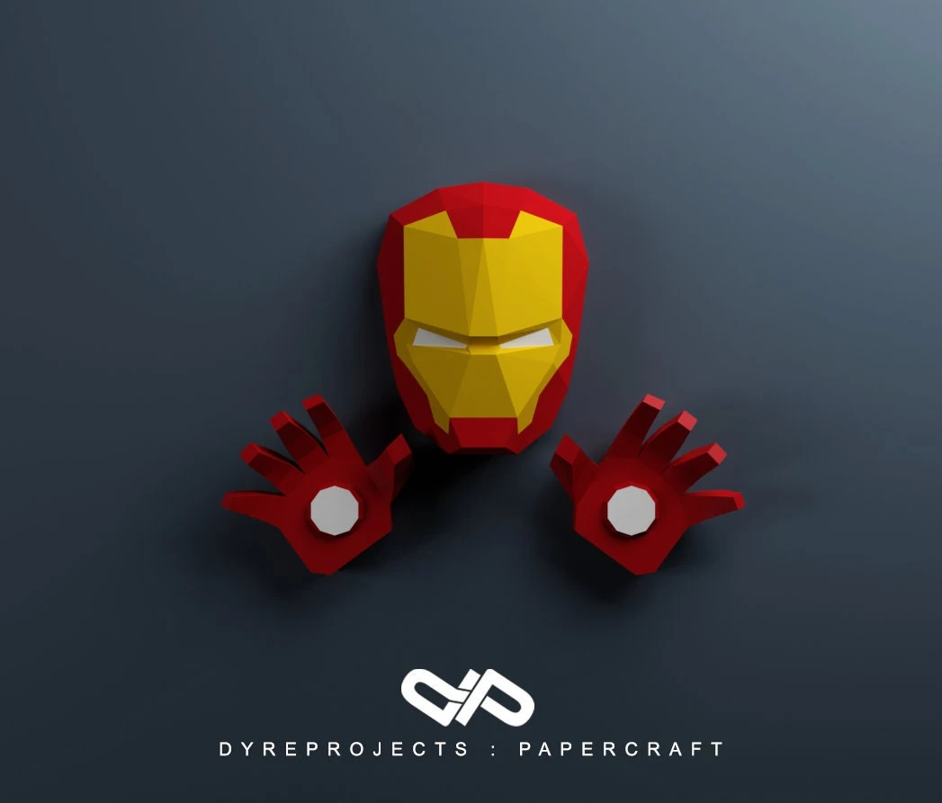 DIY lowpoly papercraft, Iron Man, Lowpoly, Low Poly, Sculpture, papercraft, DIY, Decoration, Wall, marvel, ironman, tonystark, marvel