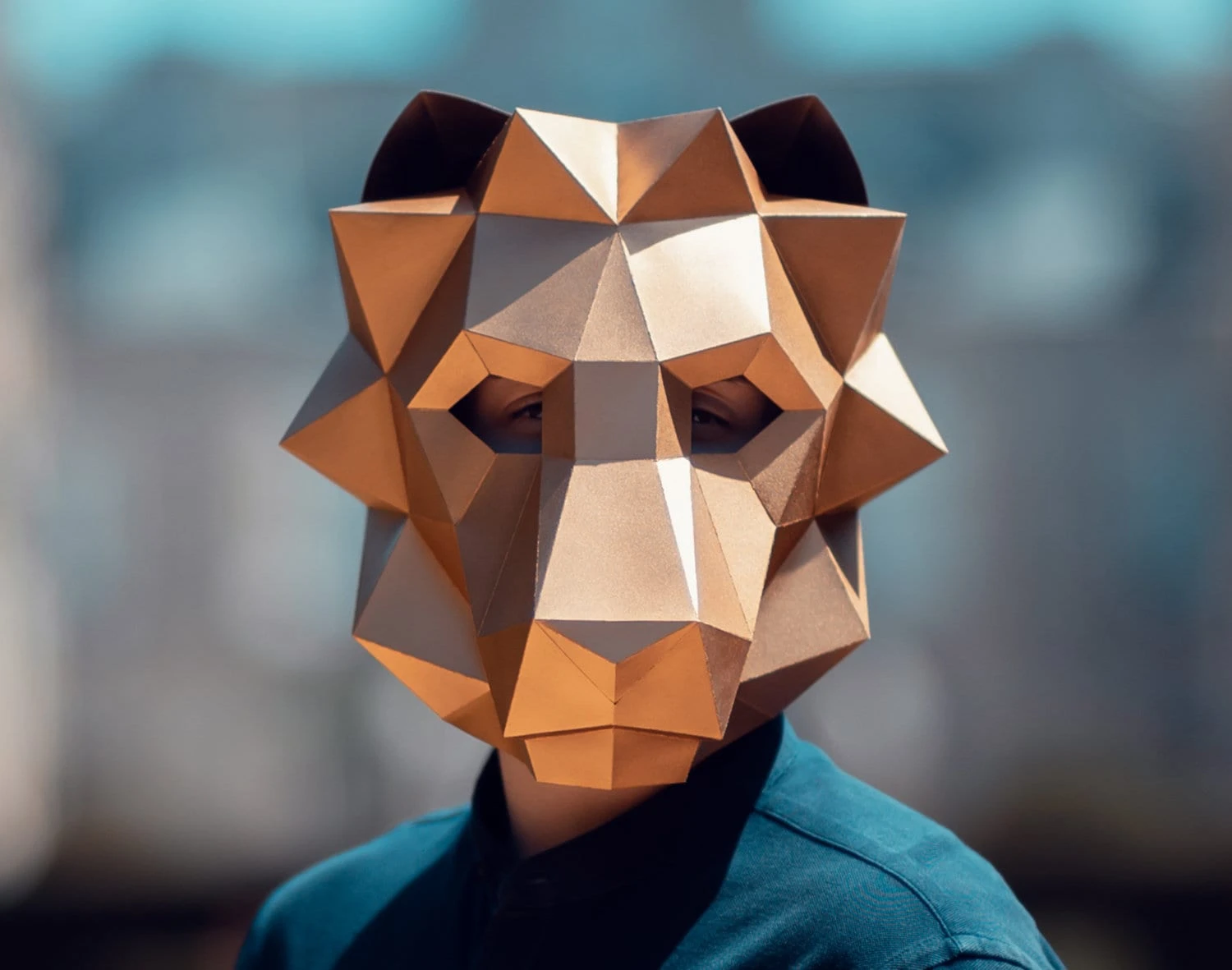 Lion Mask | DIY Paper Mask, Printable Template, Papercraft, 3D Mask, Polygon, Low Poly, Geometric, Costume, Pattern, PDF Download