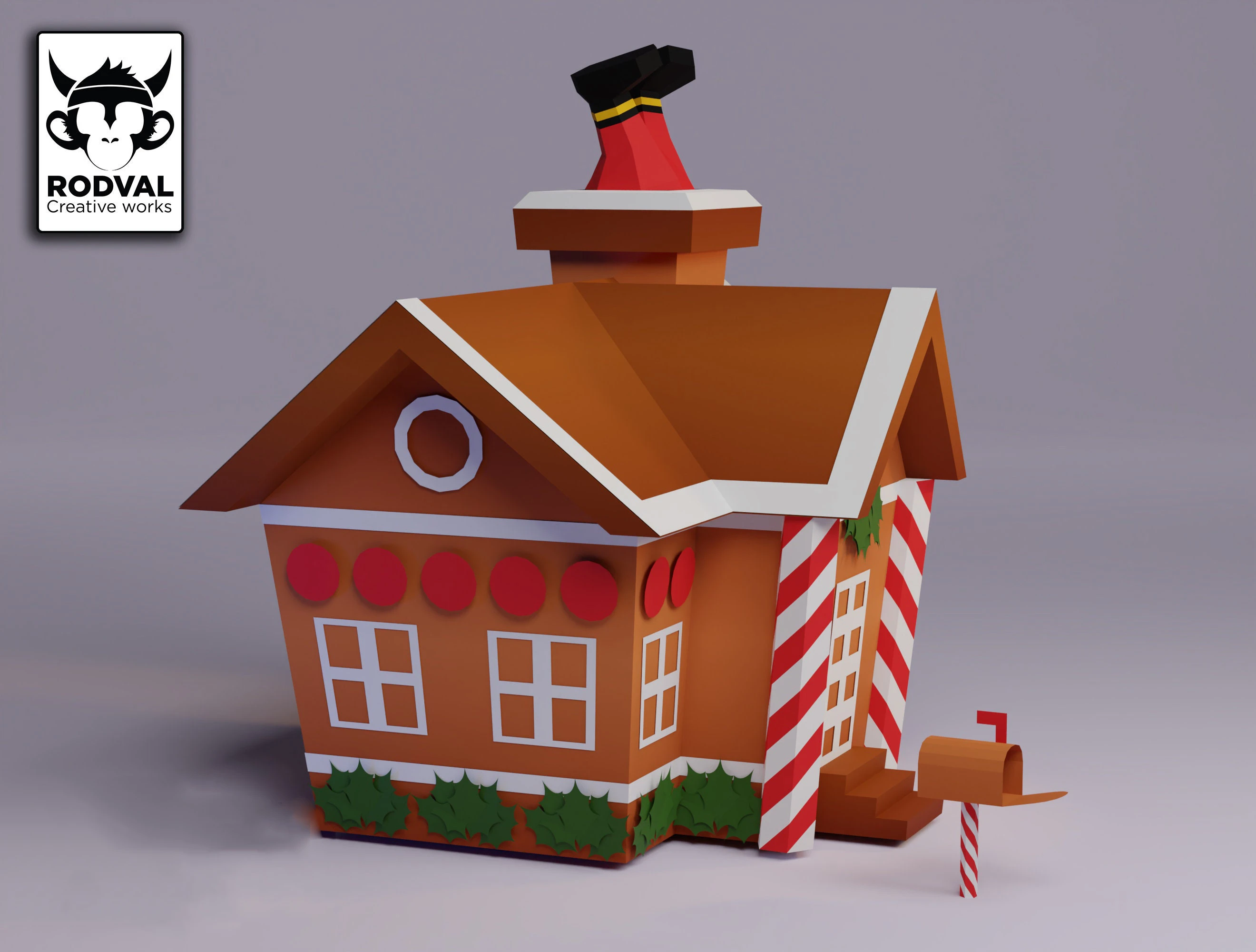 GINGERBREAD HOUSE BOX, Papercraft, Template, DIY, Paper, Low Poly, Holiday, 3D Model, Pdf Low Poply, december, merry, Xmas