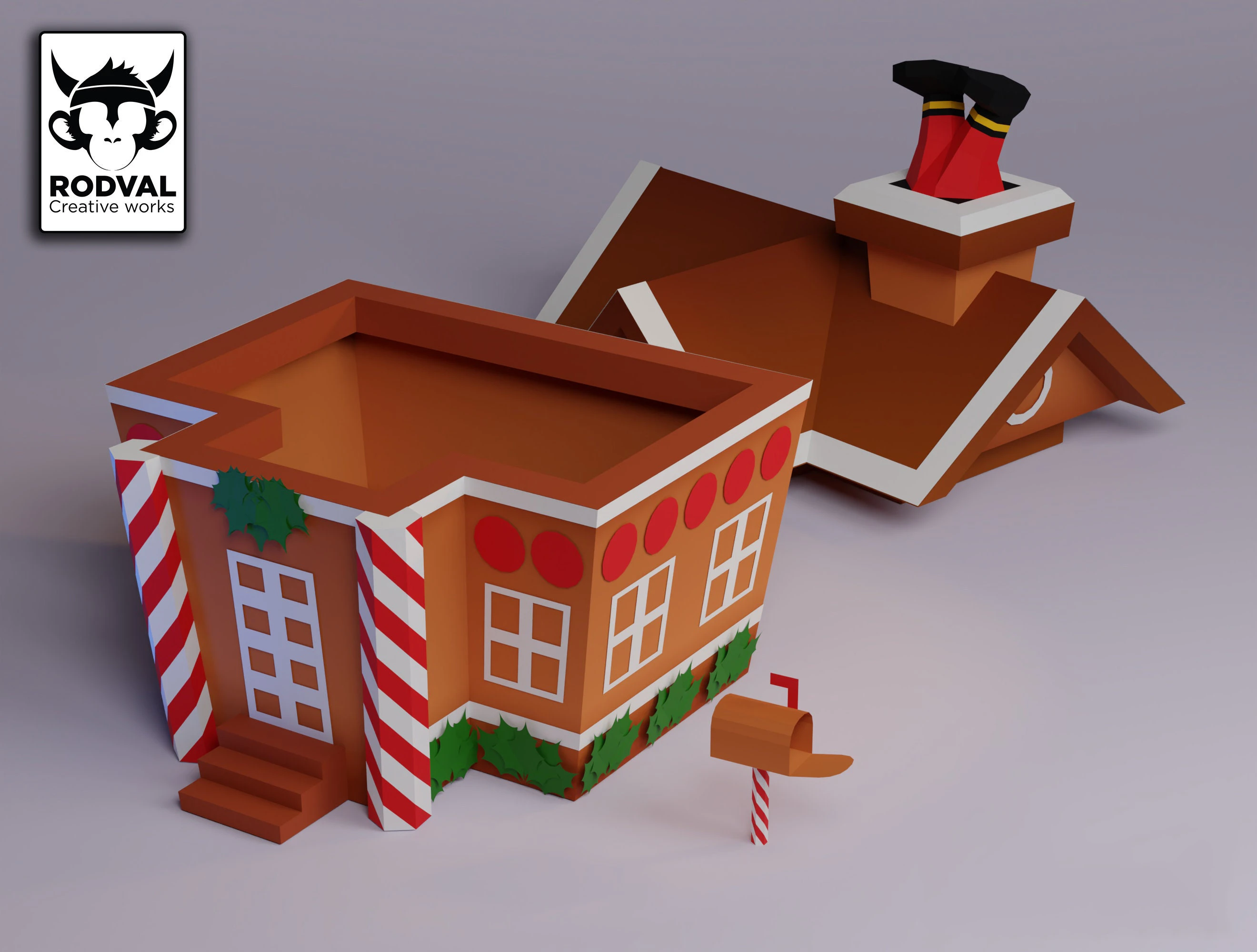 GINGERBREAD HOUSE BOX, Papercraft, Template, DIY, Paper, Low Poly, Holiday, 3D Model, Pdf Low Poply, december, merry, Xmas