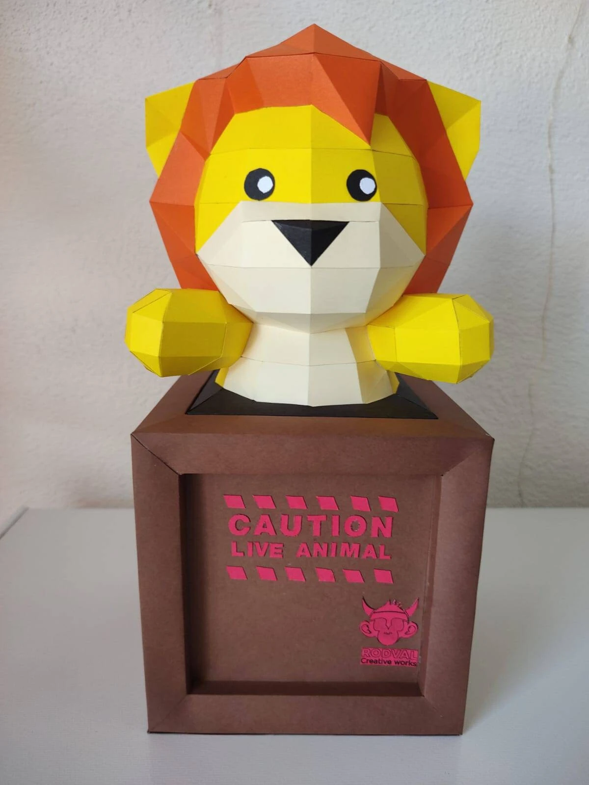 LION BOX, animal, Papercraft, Template, DIY, Paper, Low Poly, Cute, Kawaii, 3D Model, Pdf Low Poply, Kids Toy